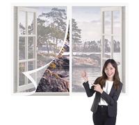 Magnetic Net Window 60 x 100 cm Keep Fly Mosquito Out Durable Polyester Window Screen Mesh Easy Installation for Living Room Bedroom Offfice, White