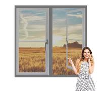 Magnetic Net Window 60 x 100 cm Keep Fly Mosquito Out Fly Screen Window Adjustable DIY Easy Install for Bedroom, Living Room, Kitchen Patio, Grey