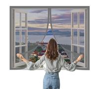 Magnetic Net Window 60 x 110 cm Keep Fly Mosquito Out Fly Door Screen Mesh with Powerful Magnets Easy Install for Window, Bedroom, Living Room, Kitchen Patio, Grey
