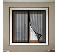 Magnetic Net Window 70 x 130 cm with Selfadhesive DIY Window Bug Screen Kit Mosquito Fine Mesh Design Prevents Tiny Insects from Entering for Living Room Bedroom Offfice, Black