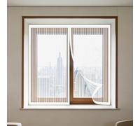 Magnetic Net Window 70 x 130 cm with Selfadhesive DIY Window Bug Screen Kit Mosquito Fine Mesh Design Prevents Tiny Insects from Entering for Living Room Bedroom Offfice, White