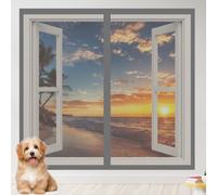 Magnetic Net Window 80 x 100 cm Selfadhesive Tape Mosquito Net Window Insect Screen Mesh Easy Install for Bedroom, Living Room, Kitchen Patio, Grey