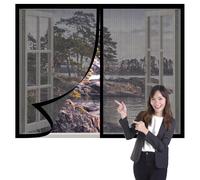 Magnetic Net Window 80 x 110 cm Keep Fly Mosquito Out Durable Polyester Window Screen Mesh Easy Installation for Living Room Bedroom Offfice, Black