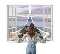 Magnetic Net Window 80 x 110 cm Keep Fly Mosquito Out Fly Door Screen Mesh with Powerful Magnets Easy Install for Window, Bedroom, Living Room, Kitchen Patio, White