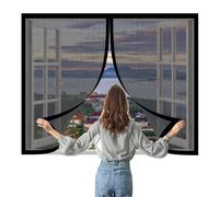Magnetic Net Window 80 x 110 cm Keep Fly Mosquito Out Fly Door Screen Mesh with Powerful Magnets Easy Install for Window, Bedroom, Living Room, Kitchen Patio, Black