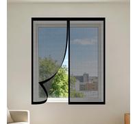 Magnetic Net Window 85 x 60 cm Selfadhesive Tape Fly Door Screen Mesh with Powerful Magnets Custom Size for Window, Bedroom, Living Room, Kitchen Patio, Black