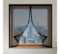 Magnetic Net Window 90 x 70 cm Selfadhesive Tape Fly Screen for Window Without Drilling Or Screwing with Self Adhesive Tape for Living Room Bedroom Offfice, Black