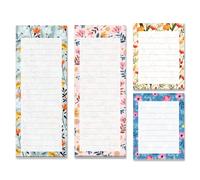 Magnetic Notepads for Refrigerator, 4-Pack Grocery List Magnet Pad for Fridge, to-Do List, Reminders, Scratch Pads, Floral Designs, 60 Sheets Per Pad
