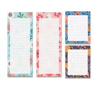 Magnetic Notepads for Refrigerator, 4-Pack Grocery List Magnet Pad for Fridge, to-Do List, Reminders, Scratch Pads, Cute Floral Designs, 60 Sheets Per Pad
