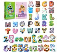 Magnetic Numbers,Large Size Fridge Magnets for Kids,Animal Magnets for Refrigerator,Educational Toys Fridge Magnet and Maths for Baby Toddler Preschool(Uppercase Letter+Puzzle Animals)