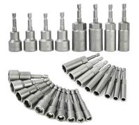Magnetic Nut Driver Set with Impact Driver Bits (6mm-19mm) Silver
