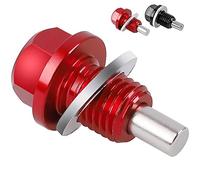 Magnetic Oil Drain Plug m12 x 1.25, 2 pcs of Pack Magnetic Sump Drain Nut Oil Drain Bolt (With All Vehicles with 12x1.25 Threaded) Red & blue