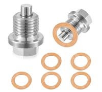 Magnetic Oil Drain Plug M14 x 1.5, Oil Drain Plug with Sealing Ring, Oil Screw Magnetic Seal, Oil Pan Drain Nut, Stainless Steel Oil Pan Car Oil Plug with Seals, for Most Cars