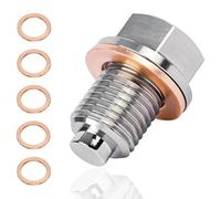 Magnetic Oil Drain Plug, Stainless Steel Sump Drain Nut Bolt, Magnetic Oil Drain Plug with 5 Copper Crush Washer,Oil Drain Plug Universal for Most Cars Motorcycle (M12 x 1.5)