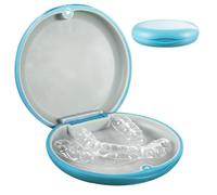 Magnetic Orthodontic Retainer Box Case with Silicone Textured Liner, Denture Mouth Guard Box Retainer Container Case for False Teeth, Teeth Mouth Tray, Aligner - Blue
