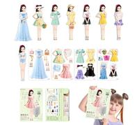 Magnetic Paper Dolls - Paper Dress Up Dolls, Magnetic Clothes Puzzles | Playtime Magnetic Princess Paper Dolls Cutouts Seeming to Play Creative Outfit Fashion Dress up for