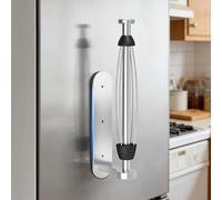 Magnetic Paper Towel Holder for Fridge-10LB Heavy-Duty, No Drill Adhesive & Wall Mount, One-Hand Tear with Ratchet System, Silver 304 Stainless Steel for Kitchen, RV, Bathroom (Fits Jumbo Rolls)