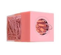 Magnetic Paperclip Dispenser Large Capacity Transparent Storage Organizer for Office Desk School Use Plastic 7x4cm (Pink)