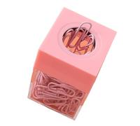 Magnetic Paperclip Dispenser Large Capacity Transparent Storage Organizer for Office Desk School Use Plastic 7x4cm (Pink)