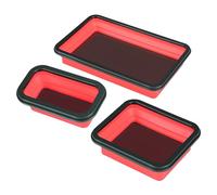 Magnetic Parts Tray, Magnetic Tool Organizer, Non-Slip Silicone Base, Strong Holding Power, Garage Storage Trays for Mechanics, Workshop Bench, Auto Maintenance, Red Colored