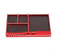 Magnetic Parts Tray Organizer with Measurement Markings(red) | Built-in measurement scales, precise part sizing, for ideal for 1/10 1/12 for rc cars, prevents assembly errors