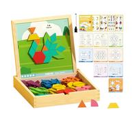 Magnetic Pattern Blocks | Wooden Magnetic Educational Toys | STEM Tangram Shape Block Set - for Kids Boys Home Homeschool Classroom Travel Preschool Kindergarten Christmas