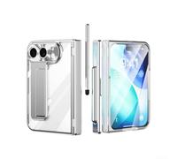 Magnetic PC Case for iPhone Duo Hinge Stand | Hard PC material, hinge protection, magnetic for align, foldable stand, drop resistant(Silver)