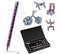 Magnetic Pen Fidget Pen,Rainbow Fidget ToyPen,Magnetic ToyPen Deformable Magnet WritingPen with Gift Box,Multifunctional Magnetic Metal Ball Decompression PenGift for Christmas Teenagers Boys