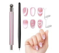 Magnetic Pen for Nails - Portable Metal Double Head with Round Magnetic Ball, Gel Nail Tool Set - for Beauty Salon at Home Dorm Travel and Business Trip Beginners and Advanced Users
