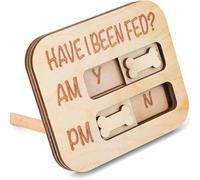 Magnetic Pet Feeding Reminder,Single Side Have I Been Fed Wooden Pet Feeding Tracker with AM/PM Daily Indication Chart,for Dog Cat Puppy Kitten Pets Feed Accessory,Prevent Dog Cat Over or Under Feed