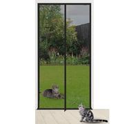 Magnetic Pet Fly Screen Door for Sliding Balcony - Adhesive Installation Black 130x220cm - Insect Net for Cats and Dogs Keeps Bugs Out Easy to Install