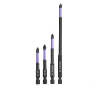 Magnetic PH2 Drill Bits 4PC Non-Slip Black Finish | Strong magnetic tip, holds screws securely, reduces stripping, for ideal for metal and wood, 4-piece set