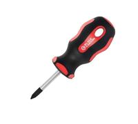 Magnetic Phillips Stubby Screwdriver #1 - Soft Grip Ergonomic Handle, 1-1/2 in Shank, 4 in Overall
