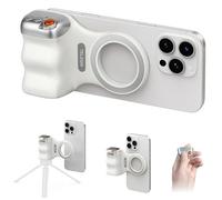 Magnetic Phone Camera Grip, Smartphone Shooting Holder Selfie Handle Snap with Wireless Shutter Button Remote for iPhone 16 15 14 13 12 Pro Max Android Cellphone Vlog Video Photography(White)