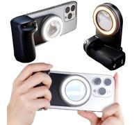 Magnetic Phone Camera Grip with Selfie Fill Light, Smartphone Shooting Holder Selfie Handle Snap,Wireless Bluetooth Remote Control for Video Vlog Photo Shooting Acccessory Compatible with Magsafe