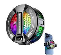Magnetic Phone Cooler,USB PhoneFan with Real-Time Temp Display,Portable Mobile Phone CoolingFan 4RGB Modes,3 Gears Adjustable,Large Cooling Area,Semiconductor PhoneCooling Fan for Gaming TikTok Live