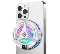 Magnetic Phone Fan Portable with RGB Lights Smart Temp Control | Wireless Phone Cooler for Live Streaming Mobile Games TV Series Watching, Home School Office Gym