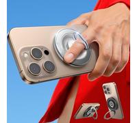 Magnetic Phone Grip Stand - Chfeila Upgraded [Dual 360°Rotation Ring] Phone Ring Holder for MagSafe, Enhance Magnet Finger Kickstand for iPhone 16 15 14 13 12, Pro, Pro Max, Plus, Mag Safe - White