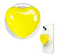 Magnetic Phone Grip with Expanding Kickstand - Cute Heart-Shape Design, Extendable Holder & Stand Compatible with Cases & Wireless Charging for Smartphones Tablets (Yellow)