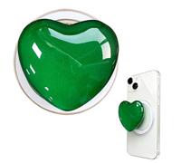 Magnetic Phone Grip with Expanding Kickstand - Cute Heart-Shape Design, Extendable Holder & Stand Compatible with Cases & Wireless Charging for Smartphones Tablets (Green)