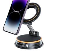 Magnetic Phone Holder for Car, Folding Mobile Bracket with Vacuum Suction, 360-Degree Rotation Dash Mount for Cell Phones, Compatible with Trucks, TVs, Trailers, Tractors, and Other Vehicles