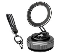 Magnetic Phone Mount for Car, Strong Suction Cup Holder, 360° Adjustable Stand for All Phones & Vehicles - Bundle with Elegant American USA Flag Car Keychain
