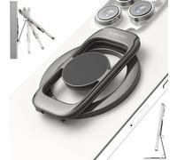 Magnetic Phone Ring Holder for MagSafe Phone Grip & Kickstand, Strong Dual-Sided Magnets Compatible with MagSafe Car Mount for iPhone 16 Pro Max 15/14/13/12 and Android Phone Cases (Black)