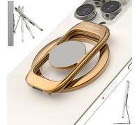 Magnetic Phone Ring Holder for MagSafe Phone Grip & Kickstand, Strong Dual-Sided Magnets Compatible with MagSafe Car Mount for iPhone 16 Pro Max 15/14/13/12 and Android Phone Cases (Gold)