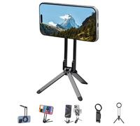 Magnetic Phone Tripod for iPhone 16 15 14 13 12 Series, Mini Tripod with Double-Sid, Foldable Pocket Cell Phone Stand with 180° Rotation Magnet Quick Mount (1PCS)
