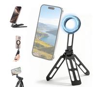 Magnetic Phone Tripod for Magsafe Stand Mini Aluminium Selfie Stick 1/4" Screw Foldable 360°Rotating for iPhone 17/16/15/14 Pro Max Air Video Recording Vlog Gym Travel Desk
