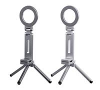 Magnetic Phone Tripod Stand - 2 Pack Foldable Pocket Cell Phone Holder, Portable Aluminium Smartphone Stand Compatible with iPhonea, Androids & Magsafeas Case, 360° Adjustable Magnetic Tripod