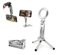 Magnetic Phone Tripod Stand, 360° Rotating Foldable Aluminum Mount for All Phones, Strong Magnetic Grip, Telescopic Adjustable Design for Desk, Travel, Photography, Live Streaming, and Video Calls