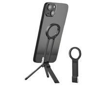 Magnetic Phone Tripod Stand: 6.2x1 inch compact folding aluminum alloy brackets, strong desktop soprte, stable for transmitting video call recording footage