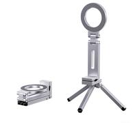 Magnetic Phone Tripod Stand, Aluminum Alloy 360 Degree Adjustable Travel Phone Holder Mount With Rotation Design For Recording Streaming Black Silver(Silver)